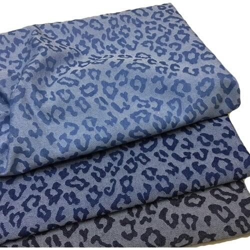 Leopard Jacquard Jeans Fabric Cotton Washed Denim Fashion Fabrics For Blazer Dress Pansts DIY Sewing Crafts Telas 100X150cm