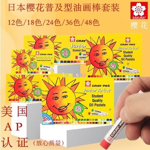 Sakura Cray-Pas Junior Artist Oil Pastels, Assorted Colors, Set of 12,18,24,36,48 Colors,Ideal for The Student Artists