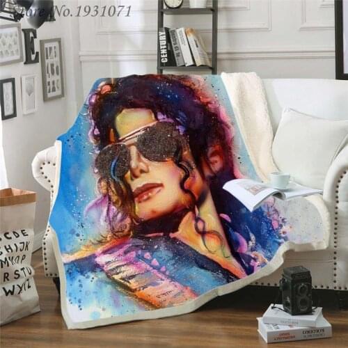 Michael Jackson Funny Character Blanket 3D Print Sherpa Blanket on Bed Home Textiles Dreamlike Style 03