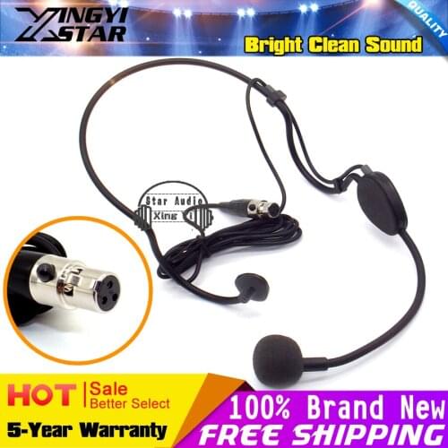 10Pcs Mini XLR 3 Pin Plug TA3F Headworn Condenser Microphone Headset Mic For SAMSON Wireless Karaoke System Bodypack Transmitter