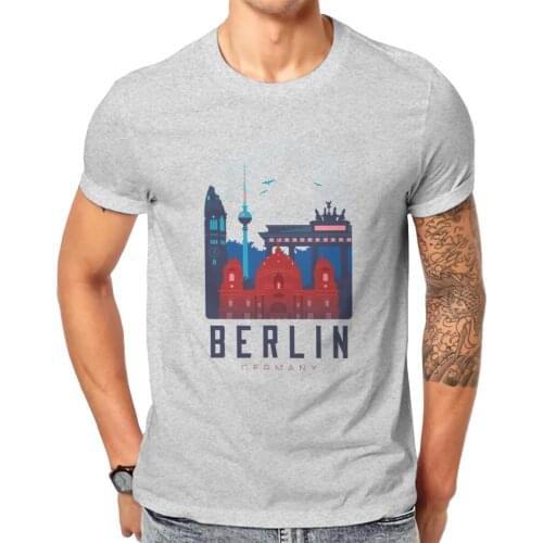 Men Berlin Skyline Anime City Skyline Cat Funny Classic Hot Sale Tshirt