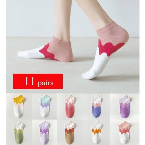 Spring and summer socks female gradient color low-cut cream cartoon cute boat socks ins tide Korean wave simple socks girl