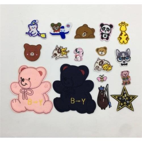 New Cartoon Cute Bear Patch Stickers Embroidery Badge Cloth Stickers Decoration Childrens Clothing Sewing DIY Accessories