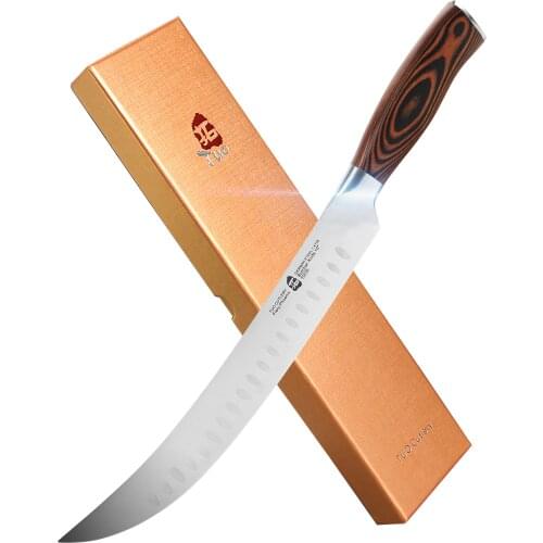 TUO Cimitar Butcher Knife - 10 inch Breaking Cimitar Knives Curved Slicing Carving Knife Pro Meat Cleaver