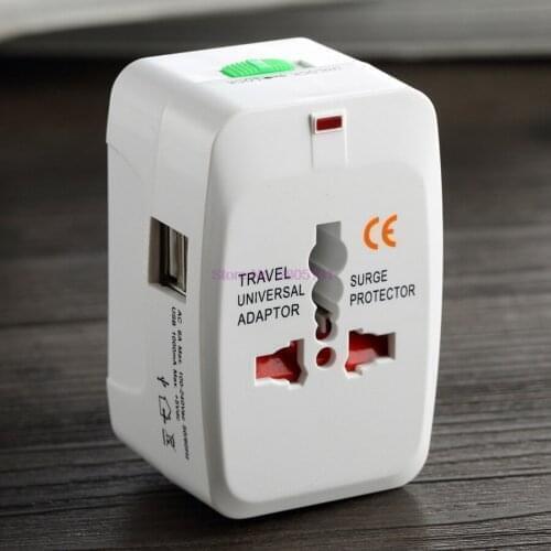 50pcs Electric Plug Power Socket Adapter International Travel Adapter Socket USB Power Charger Converter EU UK US AU Option