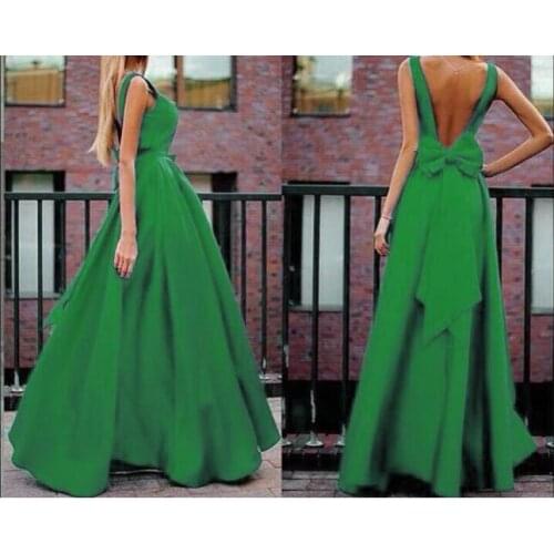 Women Long Dress Elegant ladies dress sexy V-neck bow A Line Prom maxi Dress Backless Evening Party Gowns women clothing