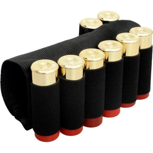 Shotgun Bullet Pouch 6+2 Hole Molle Tactical Universal Gun SleevePortable Adjustable Butt Cover for Hunting Ammo Accessory Bag