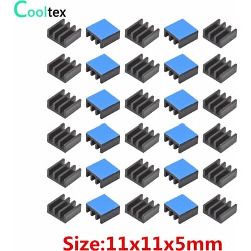 30pcs Aluminum Heatsink 11x11x5mm heat sink Radiator Cooling Cooler for Electronic Chip IC With Thermal Conductive Tape