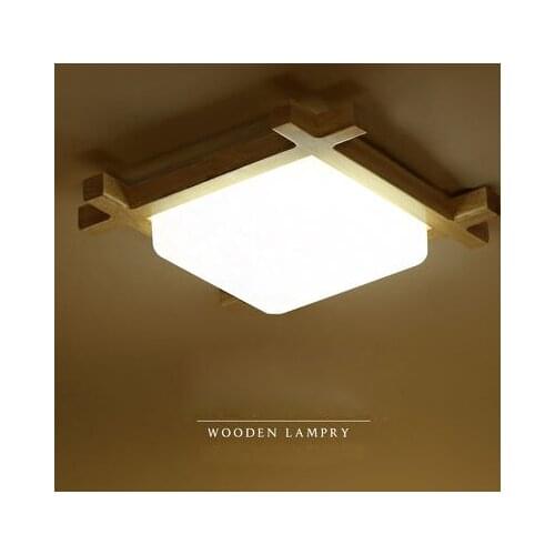 Retro Vintage Japanese Style Tatami Square Warm White Wooden LED Ceiling Lights for for Home Indoor Dining Living Study Room