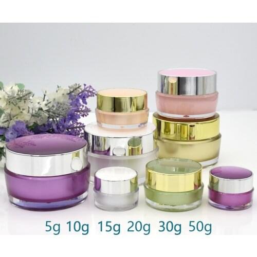 Face Cream Bottle Plastic White Purple Green Pink Gold Eyeshadow Box 5g-50g Eye Cream Jar Two-layer Cream Box Cosmetic Container