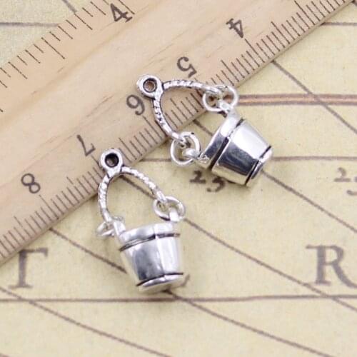 10pcs Charms movable bucket pail 24x12x7mm Tibetan Bronze Silver Color Pendants Antique Jewelry Making DIY Handmade Craft
