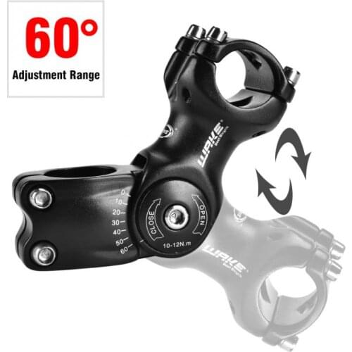 Bicycle Stem 60 Degree Adjustable 25.4-31.8mm*90mm Aluminum Alloy Bicycle Handlebar Stem for MTB Mountain Road Bike Accessories