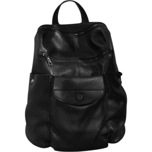 Large-Capacity Backpack Cowhide Men And Women Shoulder Bag Unisex Leather Soft Leather Travel Bag