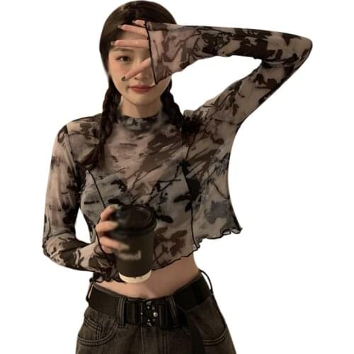 Long-sleeved T-shirt Womens Summer Bottoming To Wear Slim Short Tops Smudge Sunscreen Tee Shirt