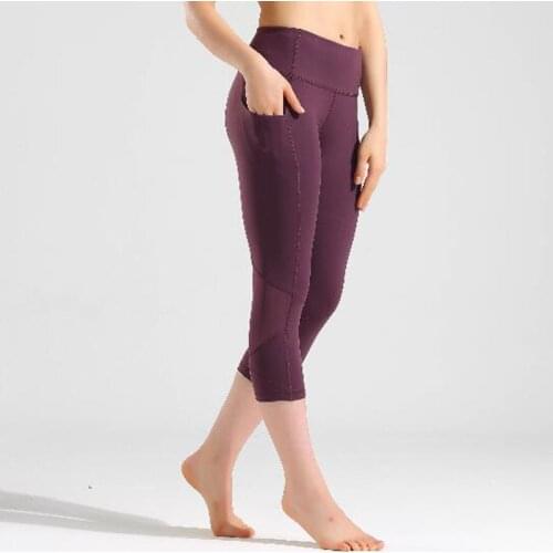 2020 woman capris 4 way stretch fabricl pant sexy gym mesh splice leggings