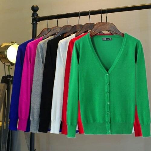 2021Sweater Cardigan Women Spring and Autumn ThinNew V Neckl Single Breasted Loose Short Sweater Long Sleeve Knitting TopM-4XX