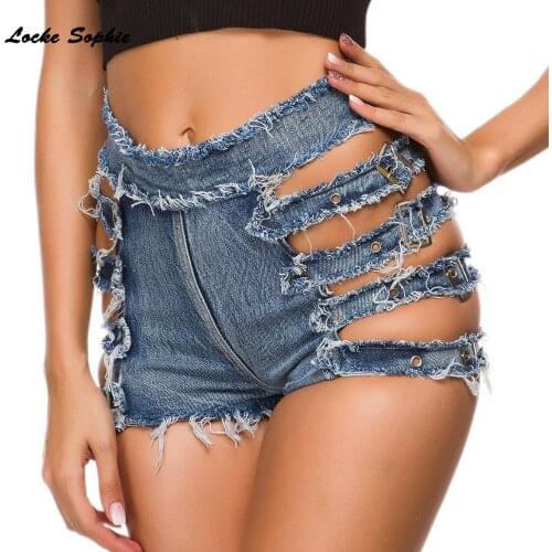 1pcs High waist Sexy Womens denim shorts 2021 Summer denim cotton Bandage rivets Splicing Ladies Skinny Sexy super short jeans