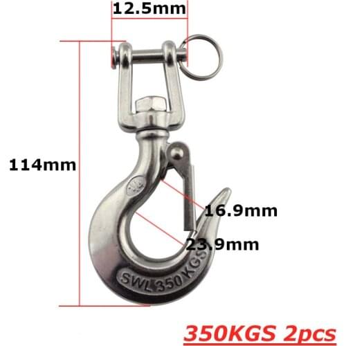 2PCS Swivel Eye Lifting Snap Hook cargo snap hook Stainless Steel crane hooks with Latch for yacht boat marine rigging hardware