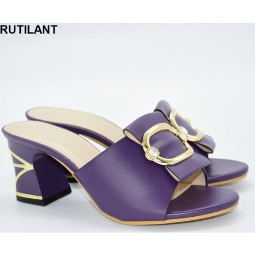 2021 Nigerian Women Wedding Shoes Decorated with Rhinestone Slip on Shoe for Women Ladies Shoes Summer Slippers Good Quality