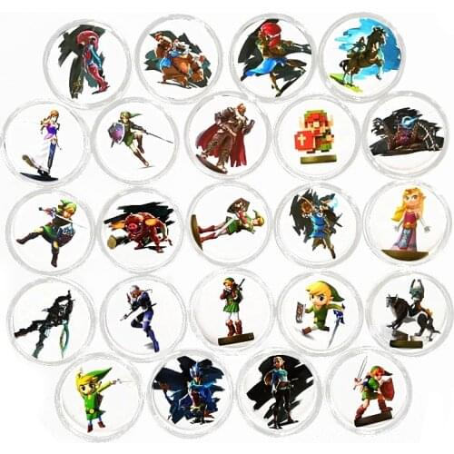 24Pcs Coin cards of Breath for the Wild Zerda Game NFC Collection Of Amxxbo Card Ntag215 Tag Include Young Link Links Awake