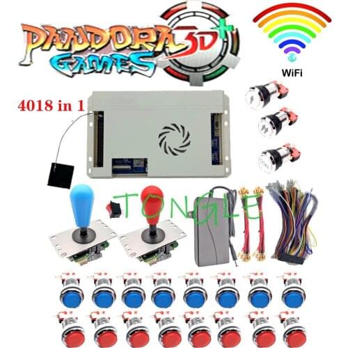 Arcade Cabinet 4018 in 1 Kit 2 Players Multigame Board Wifi Version Pandora Box 168 of 3D 5Pin Joystick Chrome LED Coin Button