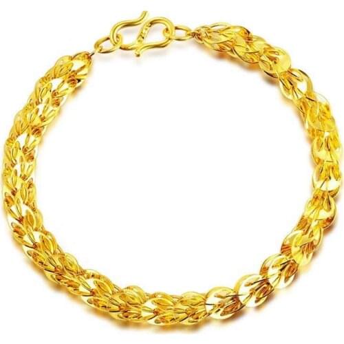 Authentic 999 Yellow Gold Bracelet/ 24K yellow gold heavy designer women Bracelet