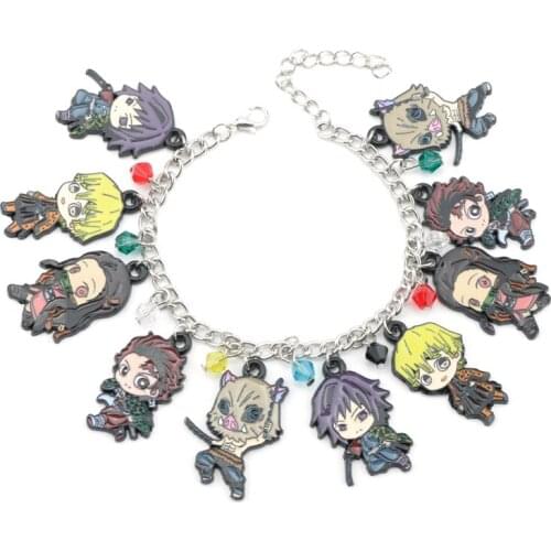 Anime Demon Slayer Kimetsu No Yaiba Kamado Tanjirou Nezuko Cosplay Bracelet Cabochon Alloy Wristband Gift Prop jewelry