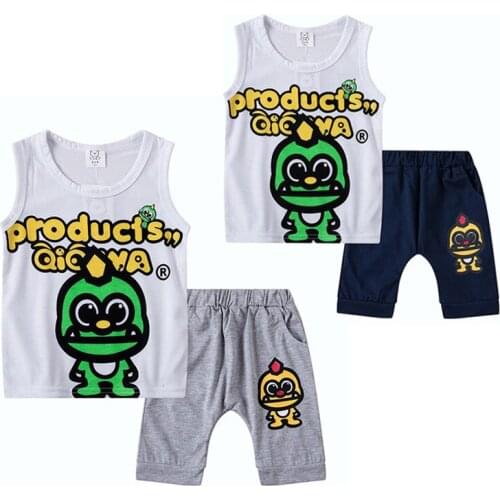 Childrens clothing cartoon vest Harlan set summer Korean casual set