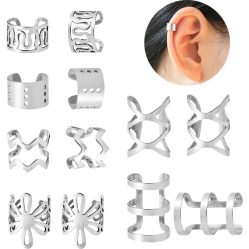 1-6pc Ear Cuff Wrap Clip Earrings for Women No Piercing Wrap Ear U-shaped Fake Cartilage Earring Simple Carved Hollow Jewelry