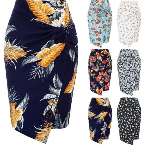 Women Elegant Mini Skirts Floral Print Package Hip High Waist Office Lady Basic Short Dresses Lady Summer Y2k Pencil Skirt XXL