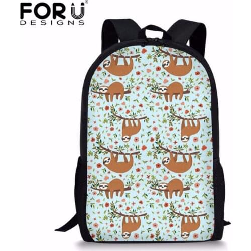 FORUDESIGNS 3d Cute Sloth Print Girls Daily Backpack Women Casual Rucksack Cheeky Ferrets Children 16 INCH Daypacks Mochila