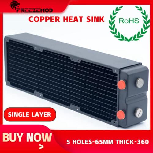 FREEZEMOD TSRP-HP65-360 Computer PC Water Cooler Brass Radiator 3 Layers 65MM Thick Copper Fins CPU Heat Sink ROHS Certification
