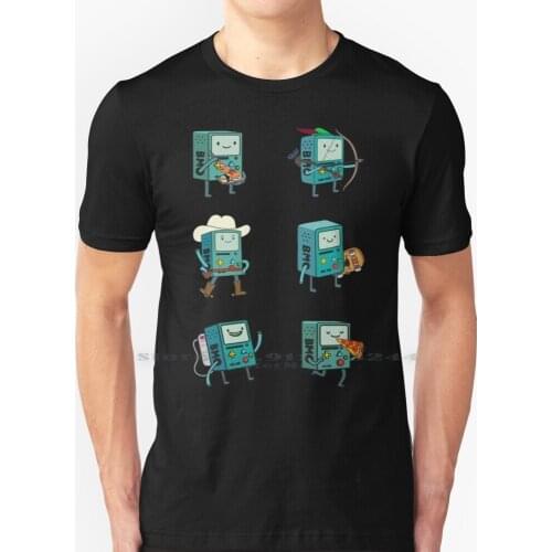 Bmo T Shirt 100% Pure Cotton Adventuretime Cartoon Gameboy Gamer Game Life Cute Beemo Adventure Time Bmo Sushi Lover Shooting