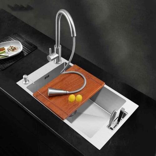 Kitchen sink nano sink 304 large hand stainless steel brush kitchen single sink with drainage system