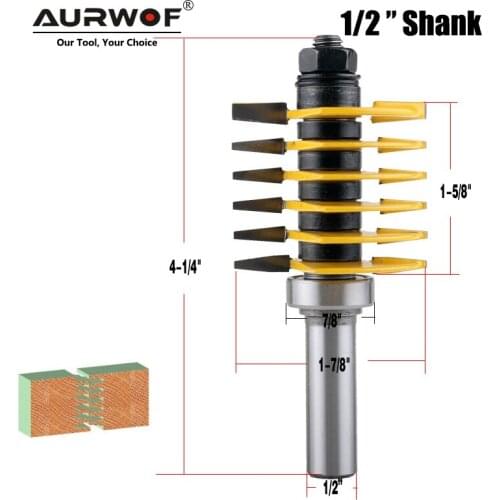 LAVIE 1pc 12mm 1/2" Shank Brand New 2 Teeth Adjustable Finger Joint Router Bit Tenon Cutter Industrial Grade for Wood Tool 03038