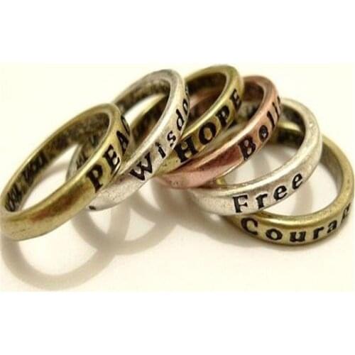 Cute party jewelry vintage European and American minimalist retro lettering Wishing Ring hot fashion Free Shipping