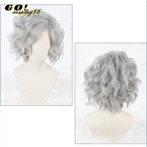Monte Cristo Edmond Dantes Cosplay Wig FGO Fate Grand Order Servant Avenger Short Curly Silver Synthetic Hair for Adult