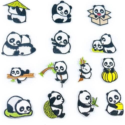 20pcs/lot Embroidery Patch Cute Panda Animal Kids Clothing Decoration Sewing Accessories Gift Diy Iron Heat Transfer Applique