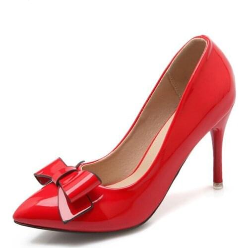 The new 2017 sexy with pointed high heel shoes super small size 30-48 red bride shoes 1219
