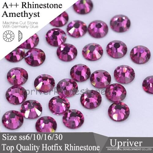 Upriver A++ 1440pcs/288pcs Popular Shiny Glass Amethyst SS6-SS30 Flatback Hotffix Rhinestones For Clothing Accessories