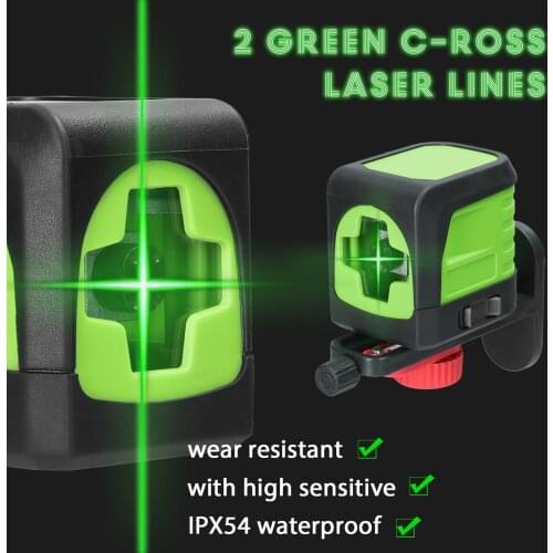 Portable 2 Green Lines Laser Level Horizontal and Vertical Cross Lines Self-leveling 360 Laser Level for Ceramic Tile Laying