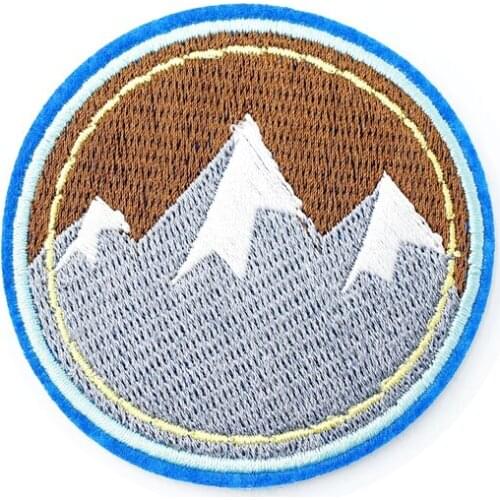 Mountain Size:6.8x6.8cm Cloth Patch Badge Embroidered Badges Abstract Iron On Kids Patches For Clothes Stickers