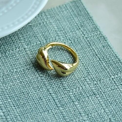 Fashion love design feeling special-shaped golden flower opening adjustable exaggerated ring index finger ring