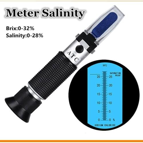 Handheld Refractometer Food Salinity Test Brine Refractometer Salinity Test Vegetable Soup Salty Concentration Meter 0-28
