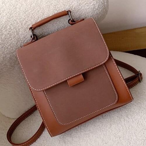 Women Fashion Backpack Female High Quality Scrub Leather Book School Bags for Teenage Girls Travel Rucksack