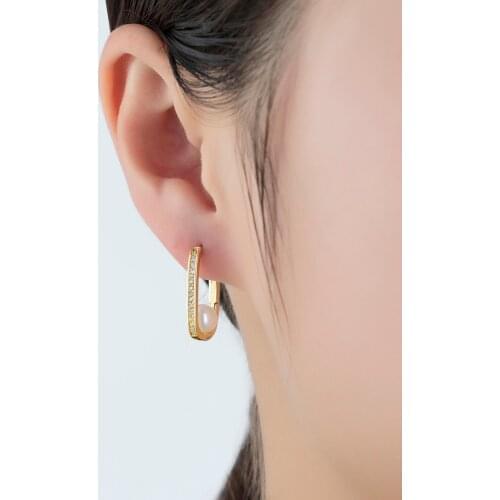 White Pearl oval Hoop Earrings Geometric Piercing Ear drop Earrings For Women Gold Silver Color Metal Earrings Jewelry 2021