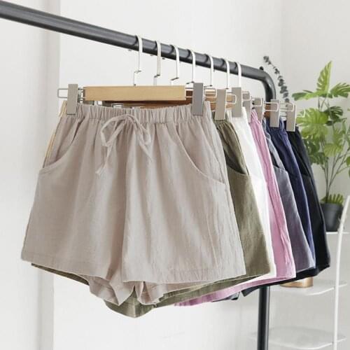 Summer Elastic High Waist Wide Leg Shorts Women Casual Solid Color Drawstring Pockets Elastic Shorts Wide Leg Minipants