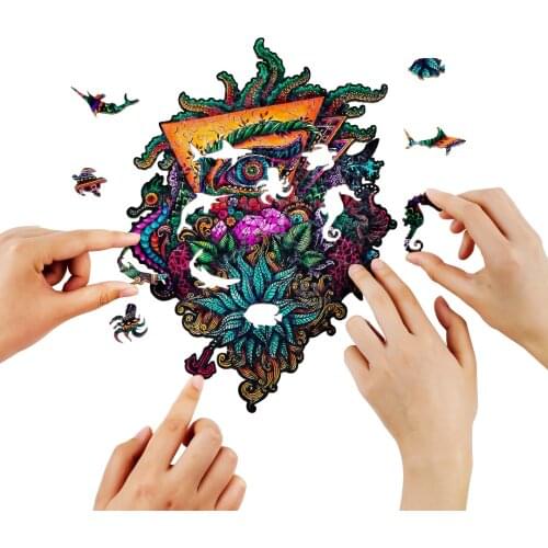 Unique Monster Wooden Jigsaw Puzzle For Adults Kids Toys Wooden Puzzle Games Animals Shape 3D Wood DIY Puzzle Crafts Gifts