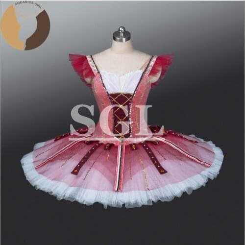 Velevt Bodies 12 Layers Hard Tulles Giselle Pancake Skirt Professinal Tutus Dance Costumes For The Nutcracker Ballet AT1228