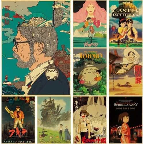 Japanese classic anime Miyazaki Hayao/Patlabor/Totoro Retro Kraft Poster For Living Room Bar Decoration Stickers Wall Painting